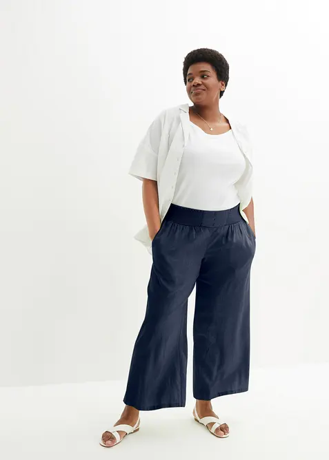 Marlenehose aus luftigem Leinen-Mix, bonprix