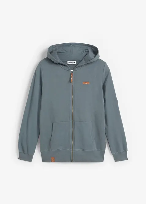 Sweat zipp&eacute; &agrave; capuche, 100% coton, bonprix