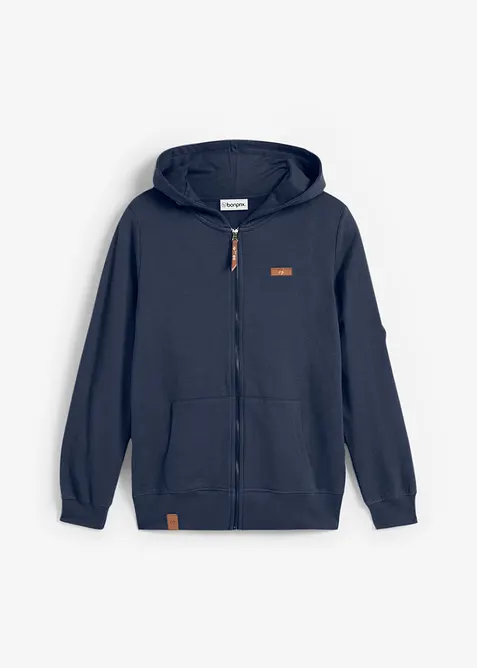 Sweat zipp&eacute; &agrave; capuche, 100% coton, bonprix