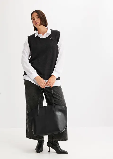 Pull &agrave; empi&egrave;cement chemisier, bonprix