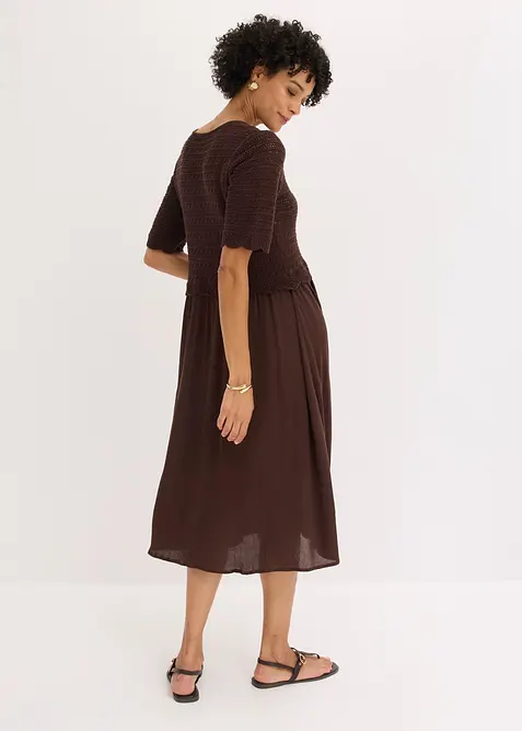Robe avec haut int&eacute;gr&eacute; en maille ajour&eacute;e, bonprix