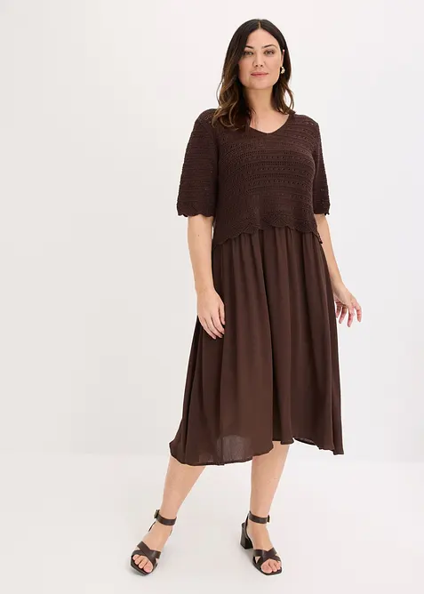 Robe avec haut int&eacute;gr&eacute; en maille ajour&eacute;e, bonprix