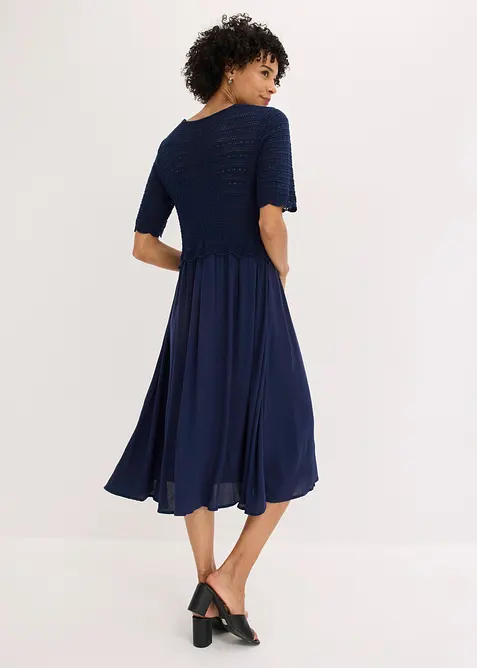 Kleid mit integriertem Ajourstrick-Oberteil, bonprix