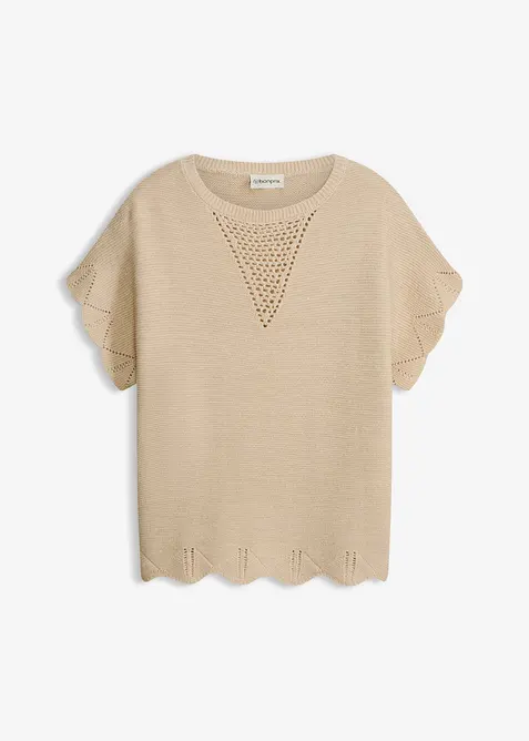 Kurzarm Pullover mit Glitzergarn, bonprix