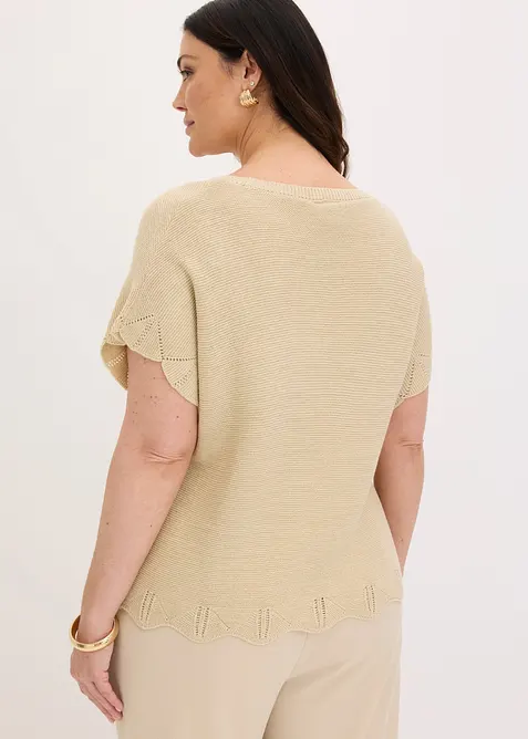 Kurzarm Pullover mit Glitzergarn, bonprix