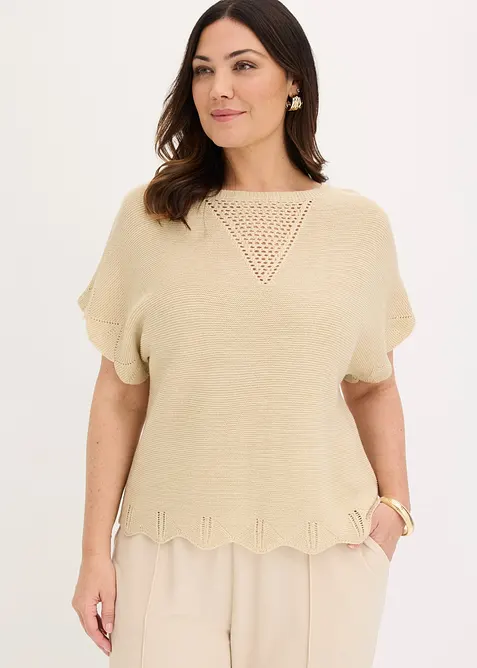 Kurzarm Pullover mit Glitzergarn, bonprix