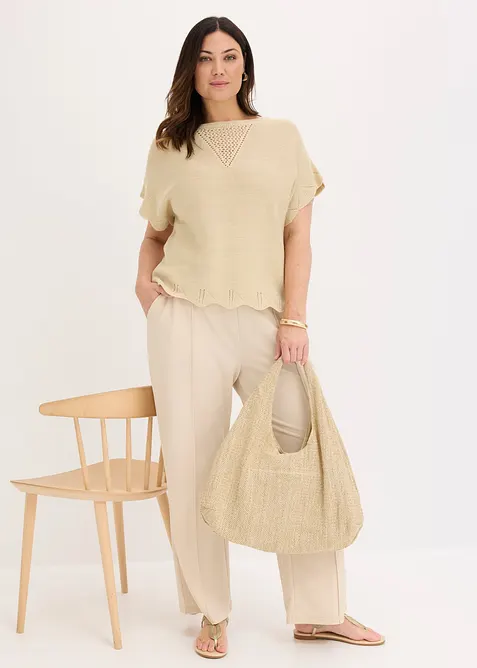 Kurzarm Pullover mit Glitzergarn, bonprix