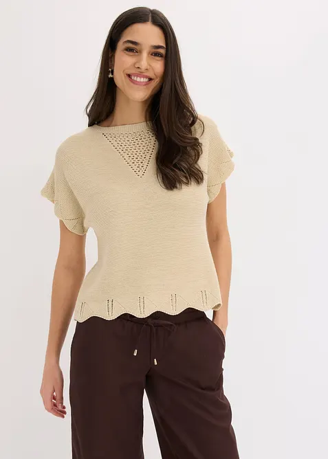 Kurzarm Pullover mit Glitzergarn, bonprix