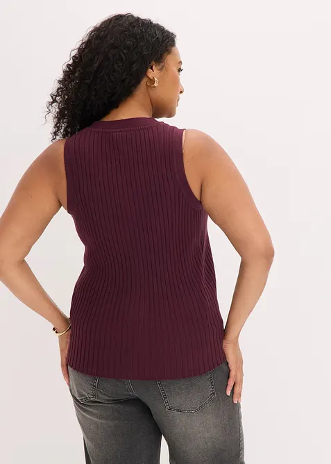 Gilet sans manches en maille c&ocirc;tel&eacute;e, bonprix