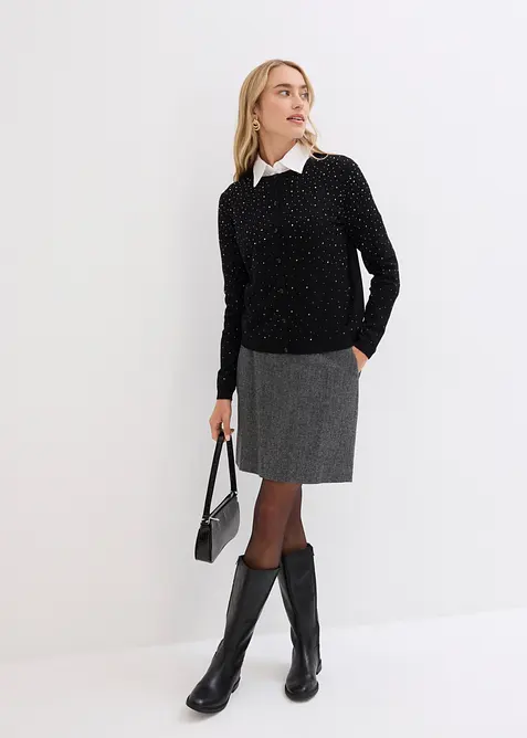 Strickjacke mit Glitzersteinchen, bonprix