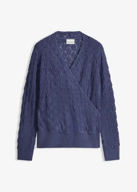Ajour-Pullover in Wickeloptik, bonprix