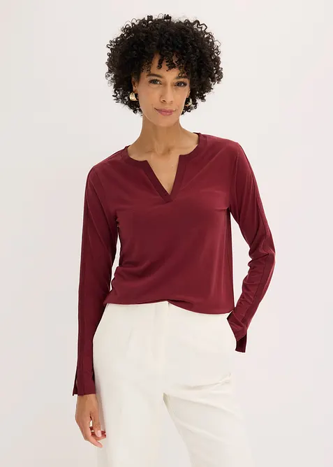 Langarmshirt mit Satinbesatz, bonprix