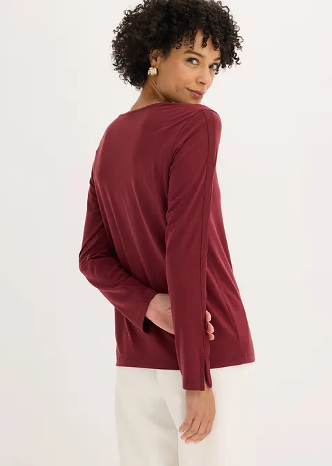 Langarmshirt mit Satinbesatz, bonprix