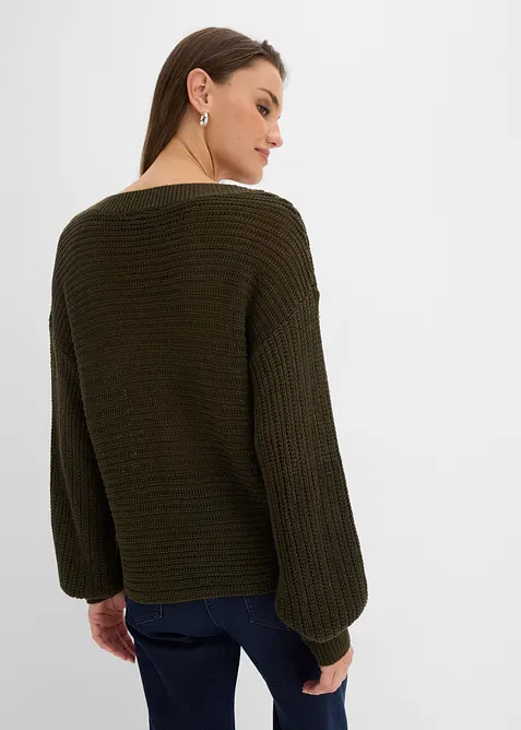 Pull oversize en maille ajour&eacute;e, bonprix