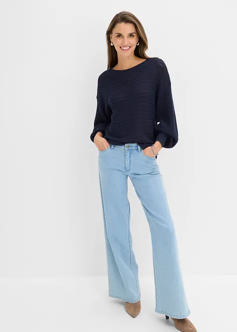 Oversize Lochstrick-Pullover, bonprix