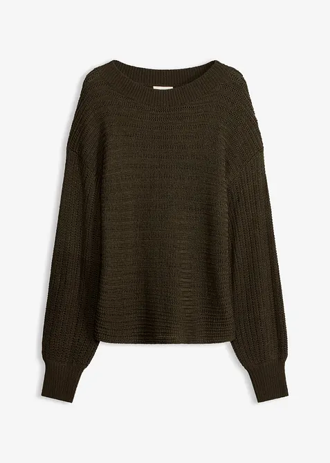 Pull oversize en maille ajour&eacute;e, bonprix