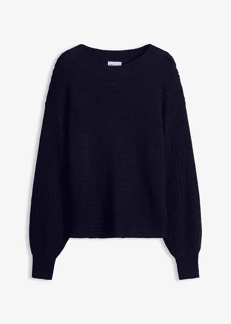 Oversize Lochstrick-Pullover, bonprix