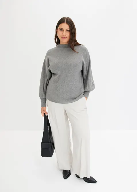 Pull en maille &agrave; manches ballon, bonprix