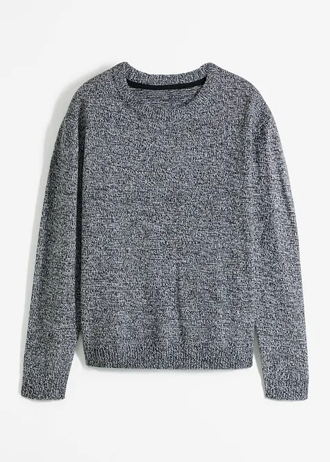 Strick-Pullover mit Rundhals-Ausschnitt in Melange, bonprix