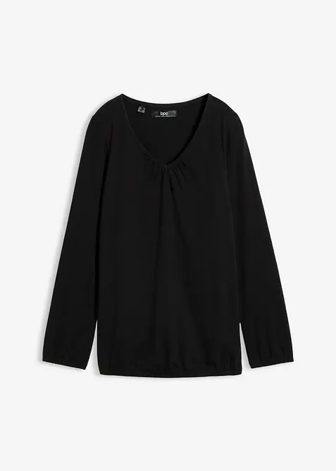 Langarmshirt mit Gummizug aus reiner Baumwolle, bonprix