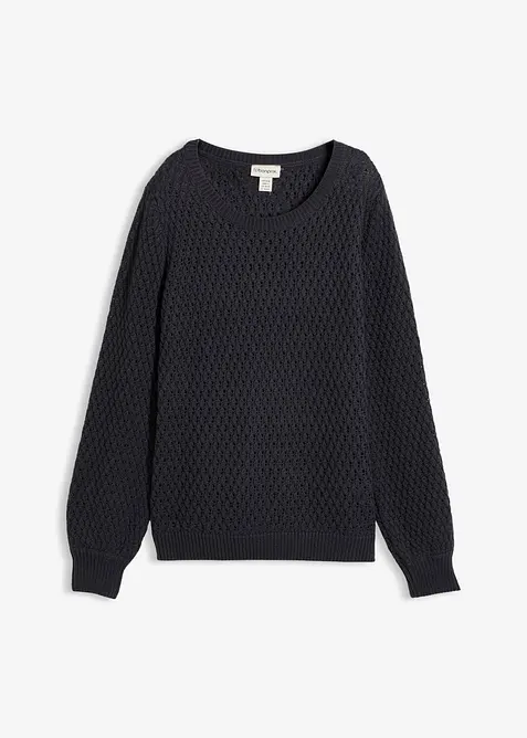 Pullover mit Strukturstrick aus Baumwollmix, bonprix