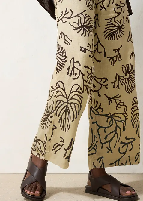 Pantalon large &agrave; pinces 100% lin, bonprix