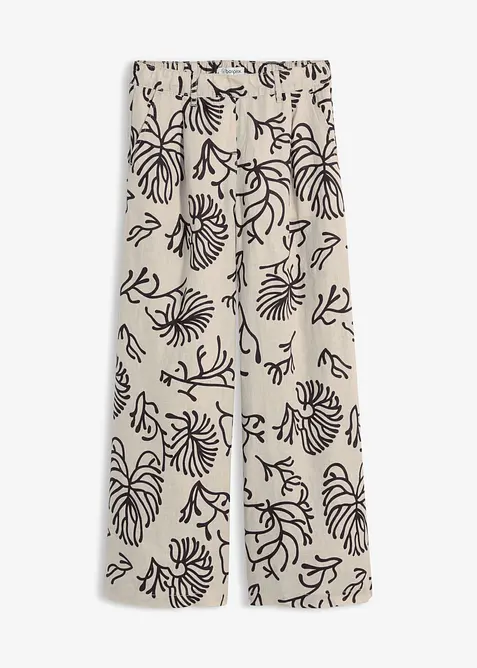 Pantalon large &agrave; pinces 100% lin, bonprix
