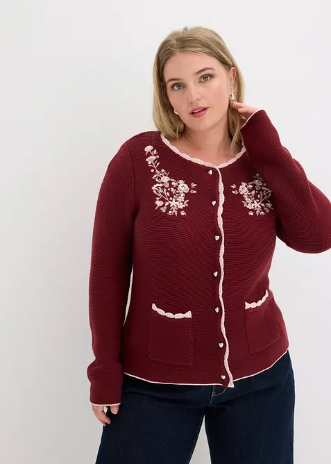 H&uuml;bsche Trachten-Strickjacke mit Stickerei, bonprix