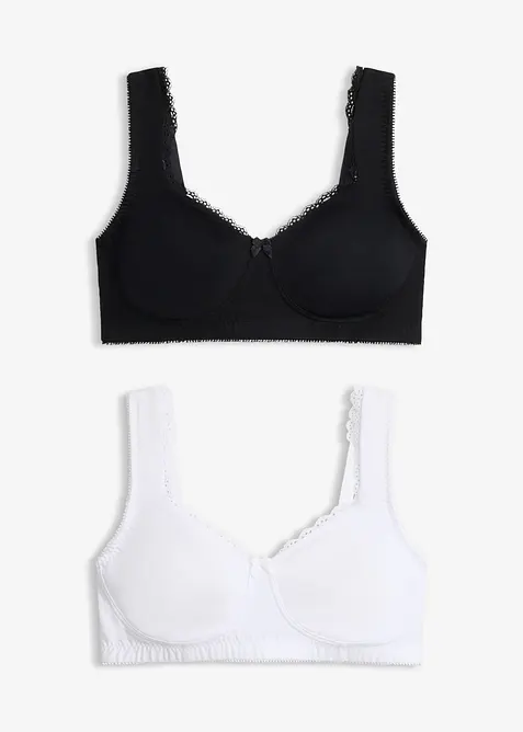 Lot de 2 soutiens-gorge minimiseurs moul&eacute;s coton, sans armatures, bonprix