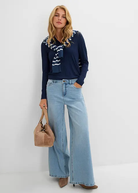 Wide-Leg-Jeans Mid Waist, bonprix