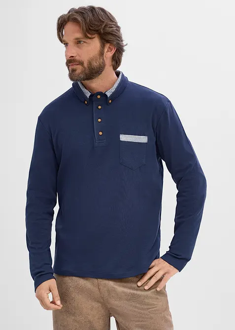 Poloshirt aus reiner Baumwolle mit karierten Details, bonprix