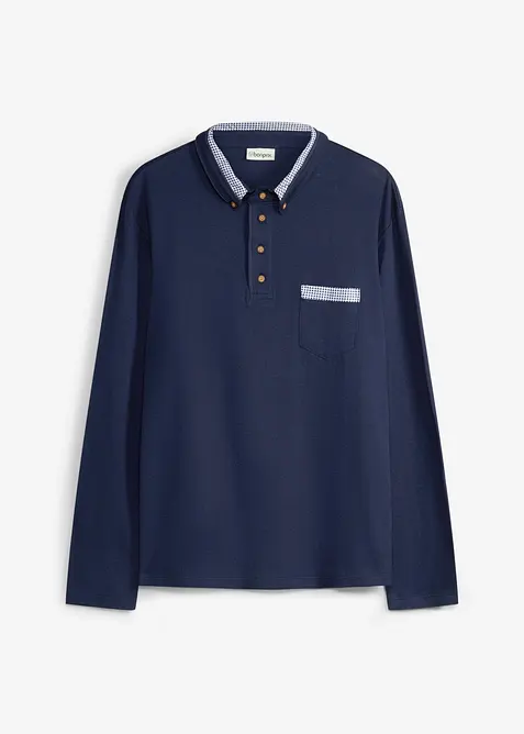 Poloshirt aus reiner Baumwolle mit karierten Details, bonprix