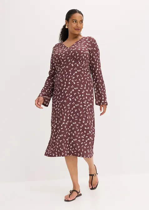 Robe midi en cr&ecirc;pe textur&eacute;, bonprix