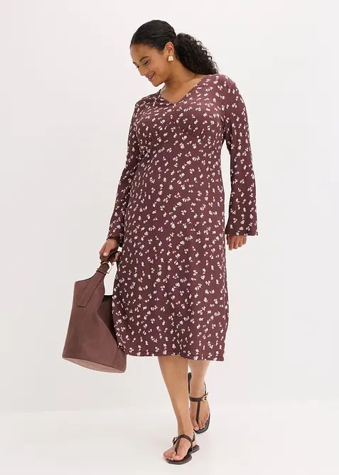Robe midi en cr&ecirc;pe textur&eacute;, bonprix