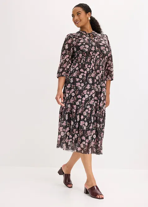 Midikleid aus feinem Mesh, bonprix