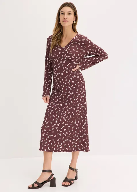 Robe midi en cr&ecirc;pe textur&eacute;, bonprix
