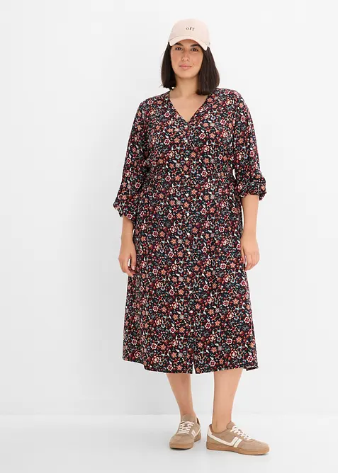 Midikleid aus flie&szlig;ender Viskose, bonprix