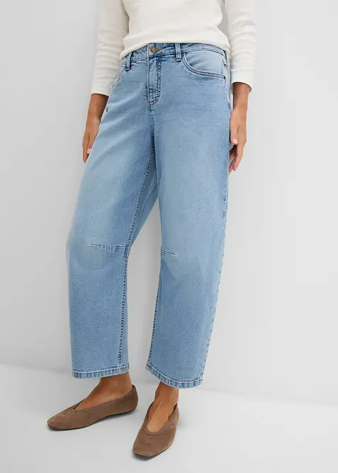Jean barrel taille mi-haute, bonprix