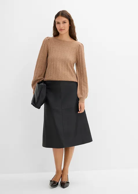 Jupe midi enduite, bonprix