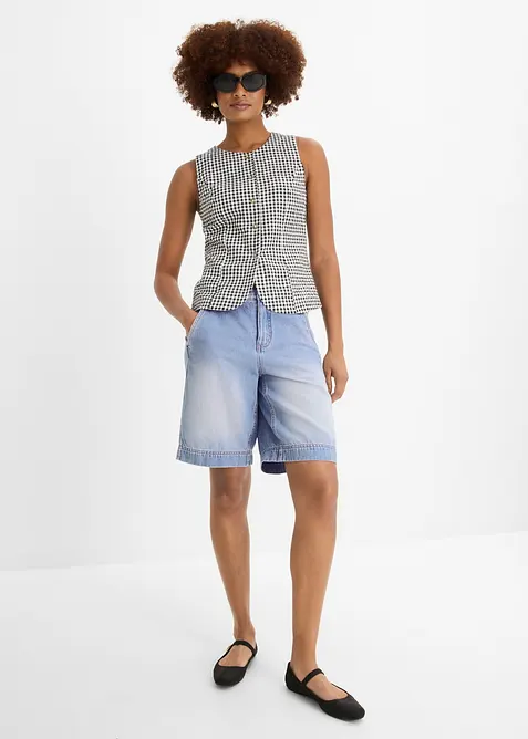 Bermuda en jean l&eacute;ger, taille mi-haute, bonprix