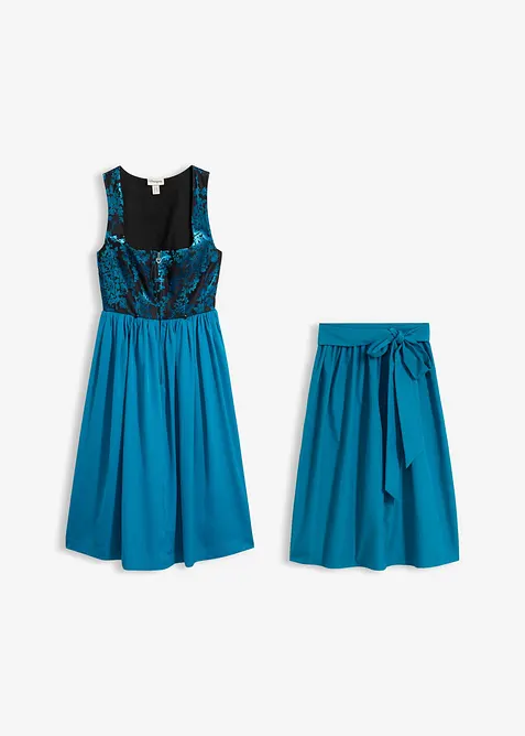 Dirndl midi avec velours (ens. 2 pces), bonprix