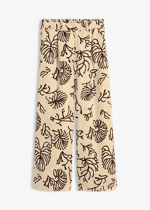 Pantalon large &agrave; pinces 100% lin, bonprix