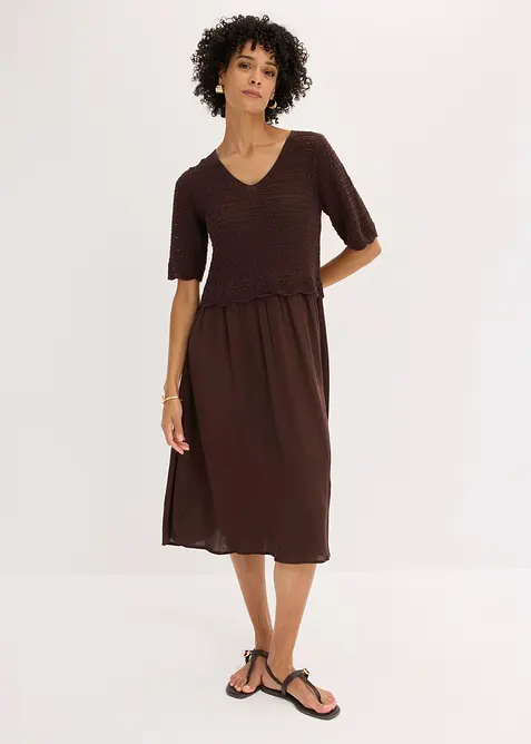 Robe avec haut int&eacute;gr&eacute; en maille ajour&eacute;e, bonprix