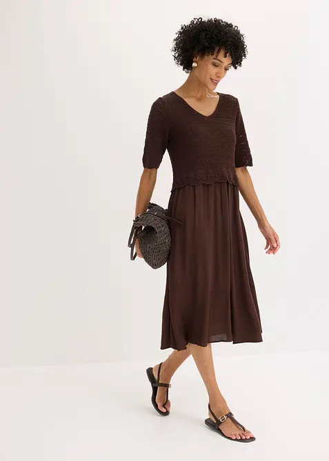 Robe avec haut int&eacute;gr&eacute; en maille ajour&eacute;e, bonprix