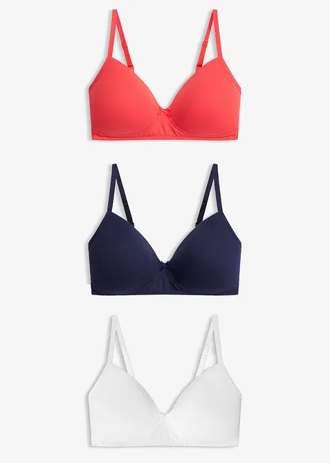 Lot de 3 soutiens-gorge coton &agrave; coques sans armatures, bonprix