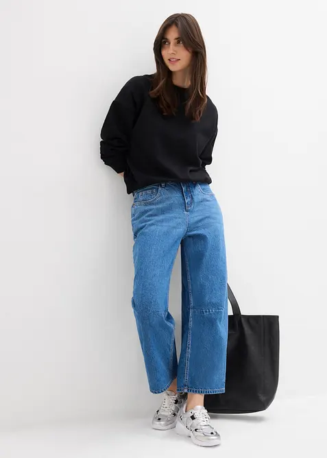 Jean barrel taille mi-haute, bonprix