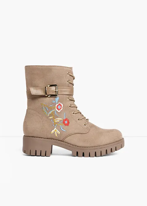 Boots lac&eacute;es avec broderies, bonprix