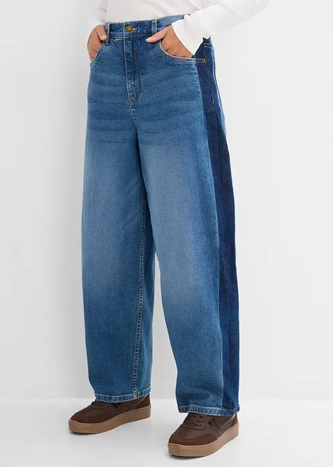 Jean barrel taille haute, cropped, bonprix