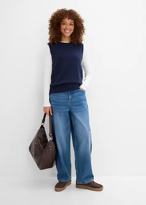 Jean barrel taille haute, cropped, bonprix