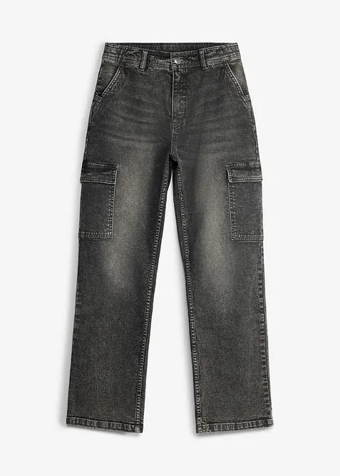 Weite Cargo-Jeans Mid Waist, bonprix